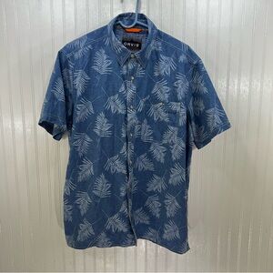 Orvis Men's TechShort Sleeve Printed Shirt Blue Fern Print Active Fit M